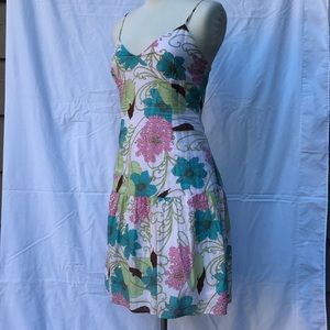 Floral Spaghetti Strap Gathered Hem Zip Back Dress